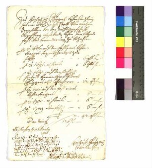 Quittung von Johann Jakob Schueß, Amtsschreiber der Fuggerschen Herrschaft Pfaffenhofen, für die Stadt Ulm über die Taxe nach Verleihung der Kirchberger Lehen.
