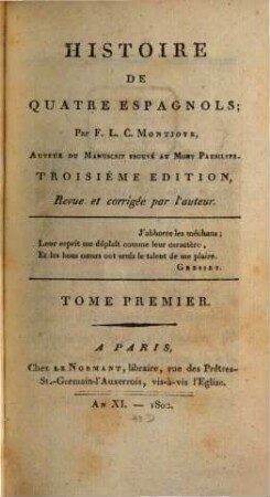 Histoire de quatre Espagnols, 1