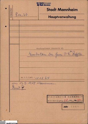 Sammlung der Niederschriften über die Aufsichtsrats-Sitzungen der Großkraftwerk Mannheim AG
