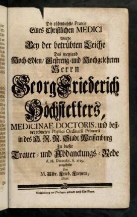 37-62, Die rühmlichste Praxis eines christlichen Medici...