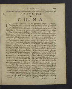 Locus XVII. De coena.