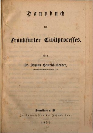 Handbuch des Frankfurter Civilprocesses