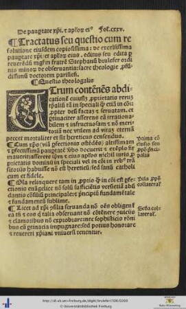 Tractatus seu questio cum resolutione de excelsissima paupertate christi et apostolorum eius