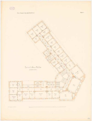Neue Packhofanlage, Berlin-Moabit: Provinzial-Steuer-Direktion: Grundriss 1. Obergeschoss 1:100