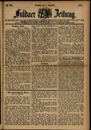Ausgabe vom Montag, den 07. Dezember 1885.