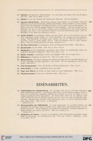 Eisenarbeiten (Nr. 849-930)