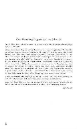 Jubilar: Otto Henneberg-Poppenbüttel 75 Jahre alt