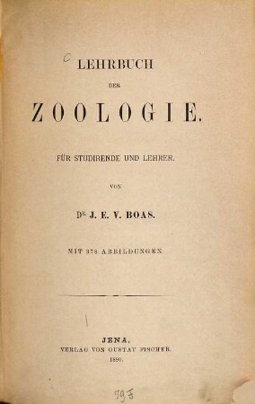 Lehrbuch der Zoologie für Studirende und Lehrer