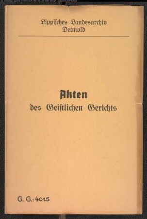 Ehestreit zwischen der Ehefrau Wiemann und ihrem 2. Ehemann Bürger Friedrich Wilhelm Wiemann in Salzuflen, Trauung 1854. Wiemann war bei der Trauung Witwer mit Kindern und Einlieger in Lockhausen. Ehefrau Wiemann war in 1. Ehe verheiratet mit Ökonom Joh. Wilh. Obenhaus in Salzuflen. Aus dieser Ehe lebten 1856 sechs Töchter