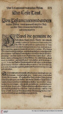 Theyl 5 Titul 1. Von Testamenten und andern letsten Willen ...