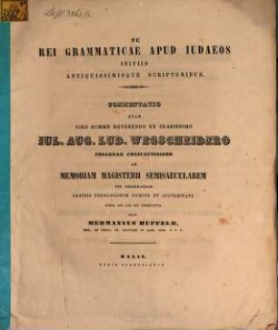 De rei grammaticae apud Iudaeos initiis antiquissimisque scriptoribus