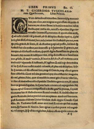 M. T. C. Tusculanarum Questionum Libri Quinq[ue] : Cum Indice