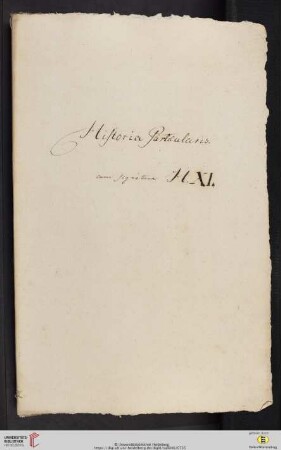 Historia Particularis cum signatura H. XI., 10 Bll.
