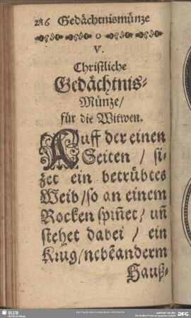 V. Christliche Gedächtnis-Münze, für die Witwen