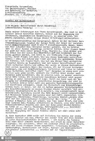 Betroffenheit durch Mocambique : Zeugnis der Betroffenheit