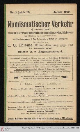 Numismatischer Verkehr: Verzeichnis verkäuflicher Münzen, Medaillen, Orden, Bücher etc.: Nr. 189-192