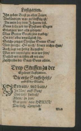 Drey Stuffen zu der Eheleute Lustgarten.