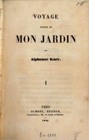 Voyage autour de mon jardin, 1
