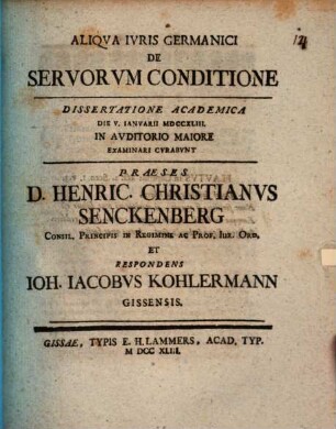 Aliqua iuris germanici de servorum conditione