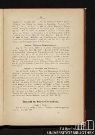 Abschnitt IV: Melasse-Entzuckerung