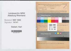 Entnazifizierung Karl Siebert, geb. 16.01.1889 (Postassistent)