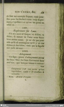 LXVI. Expériences sur l'ame