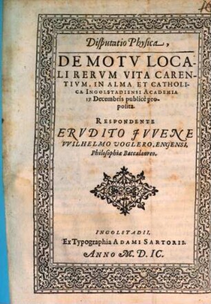 Disp. phys. de motu locali rerum vita carentium