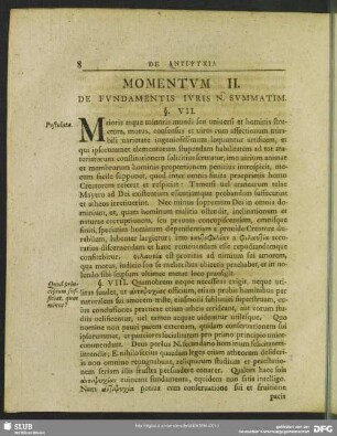 Momentum II. De Fundamentis Iuris N. Summatim