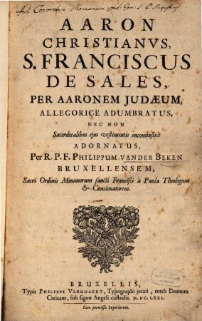 Aaron christianus, Sanctus Franciscus de Sales