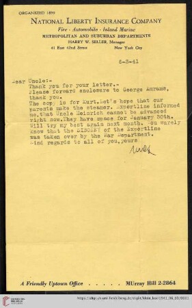 Korrespondenz von Alice und Ludwig Klein: Brief von Max Klein an Friedrich (?) Klein