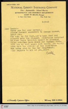 Korrespondenz von Alice und Ludwig Klein: Brief von Max Klein an Friedrich (?) Klein