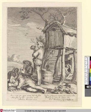 [Landscape with a Dovecot; Landschaft mit zechenden Vagabunden bei einem Taubenschlag]