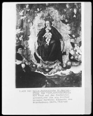 Mondsichelmadonna, vor ihr als Stifter kniend Kardinal Albrecht von Brandenburg