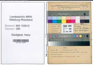 Entnazifizierung Hans Giedigkeit , geb. 29.05.1913 (Angestellter)