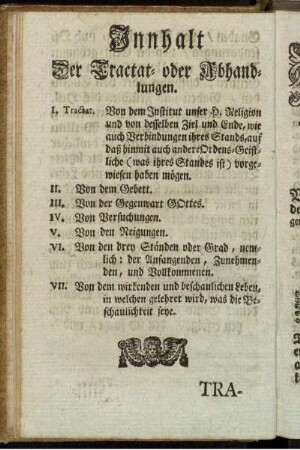 Innhalt Der Tractat- oder Abhandlungen.