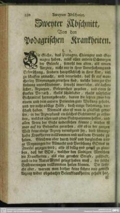 Zweyter Abschnitt, Von den Podagrischen Krankheiten
