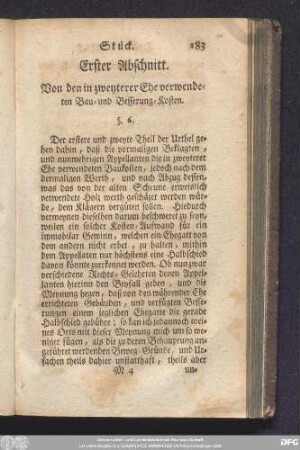 Erster Abschnitt. Von den in zweyterer Ehe verwendeten Bau- und Besserungs-Kosten.