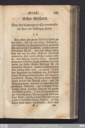 Erster Abschnitt. Von den in zweyterer Ehe verwendeten Bau- und Besserungs-Kosten.
