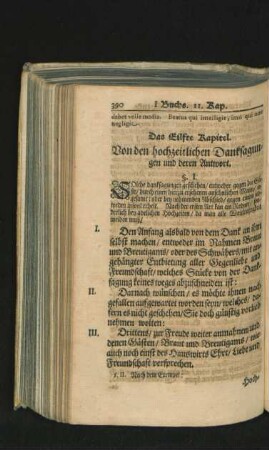 Das Eilfte Kapitel. Von den hochzeitlichen Danksagungen und deren Antwort.