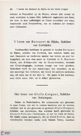 Het leven van Gielis Coignet, Schilder van Antwerpen
