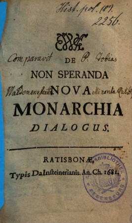 De non speranda nova monarchia dialogus