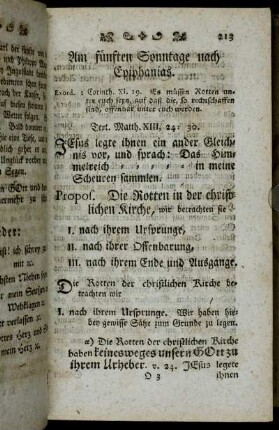 Am fünften Sonntage nach Epiphanias.