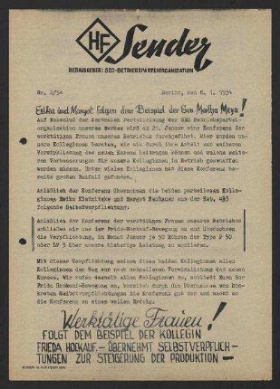 'HF-Sender' [Flugblatt]', Nr.2/1954 (8. Januar 1954)