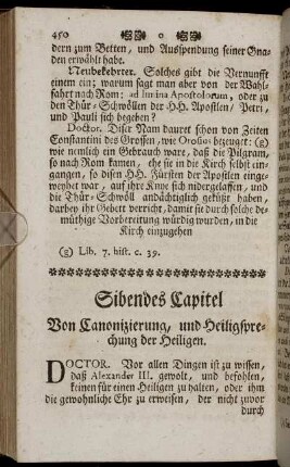 Sibendes Capitel Von Canonizierung und Heiligsprechung der Heiligen.