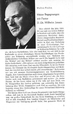 Meine Begegnung mit Pastor D. Dr. Wilhelm Jensen