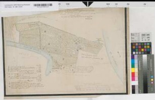 Delineation von den von der Stadt Grieth nachgesuchten Wardgründen im Griethschen Ward, Fliegenweide und Maigatt [zwischen Griethschem Kanal und Rhein].Vermessen und angefertigt zu Grieth den 25. April 1794 von Ferdinands