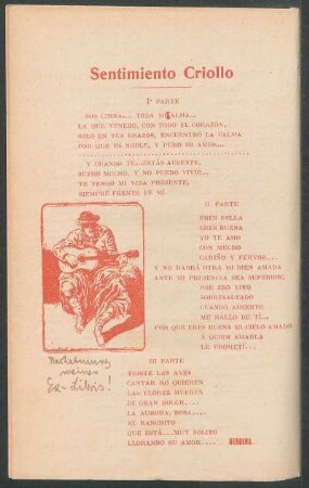 Sentimiento criollo : 1. parte