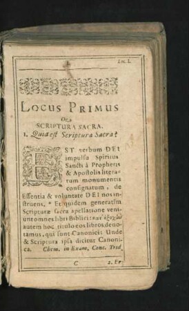 Locus Primus. De Scriptura Sacra.