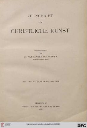 15: Zeitschrift für christliche Kunst