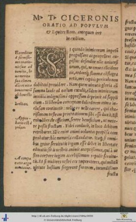 Marci Tullii Ciceronis Oratio Ad Populum et Equites Romanos antequam iret in exilium